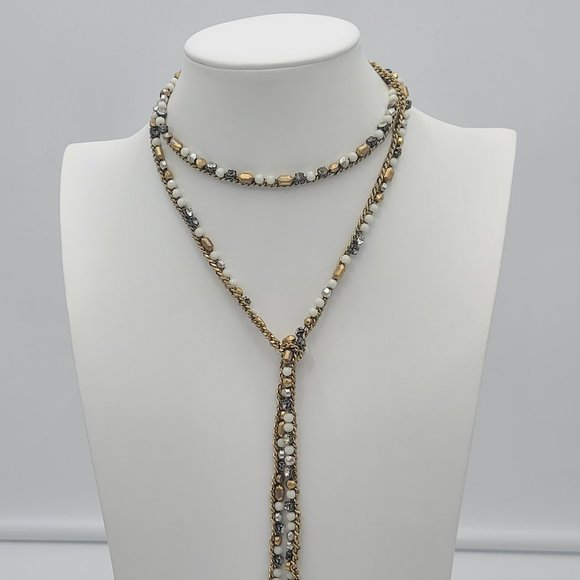 STELLA & DOT Gold Lariat Beaded Necklace – 40" of Fabulousness! - Picture 4 of 14